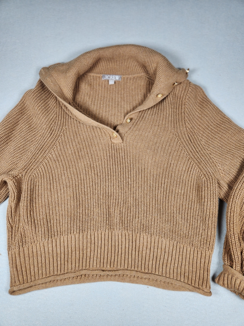 J. Crew Camel Gold‎ Button Sweater Crop Waist Length